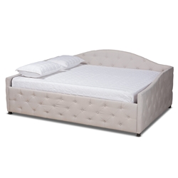 Baxton Studio Becker Modern and Contemporary Transitional Beige Fabric Upholstered Full Size Daybed